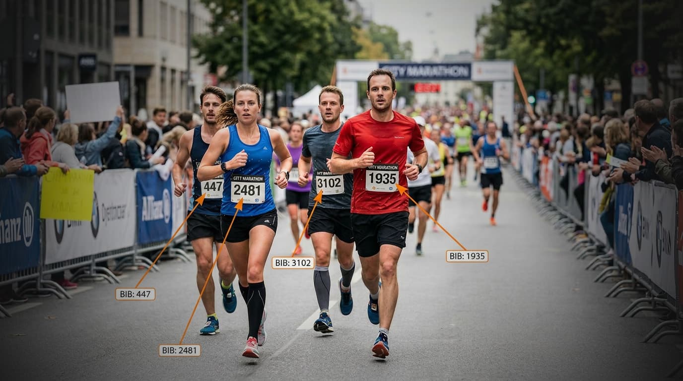 BIB Number Detection: Automatic race bib detection with high accuracy. Perfect for marathons or team sports.
